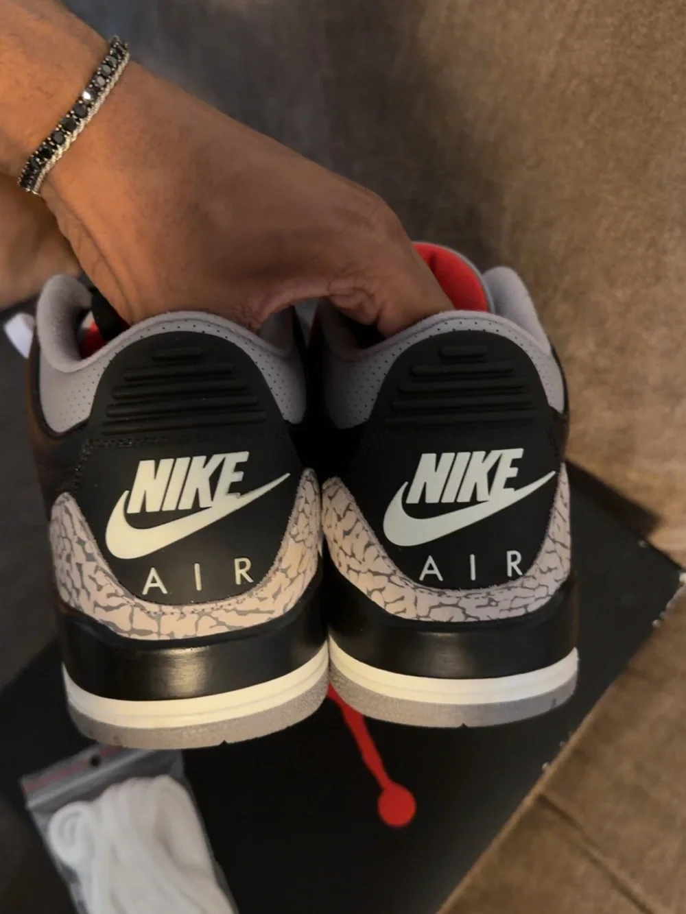 Air Jordan 3 Retro Black Cement 2024- Black/White/Red Men’s Sneakers